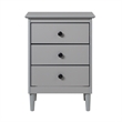 Pemberly Row 3-Drawer Solid Wood Nightstand Accent Table - Gray