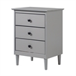 Pemberly Row 3-Drawer Solid Wood Nightstand Accent Table - Gray