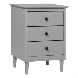 Pemberly Row 3-Drawer Solid Wood Nightstand Accent Table - Gray