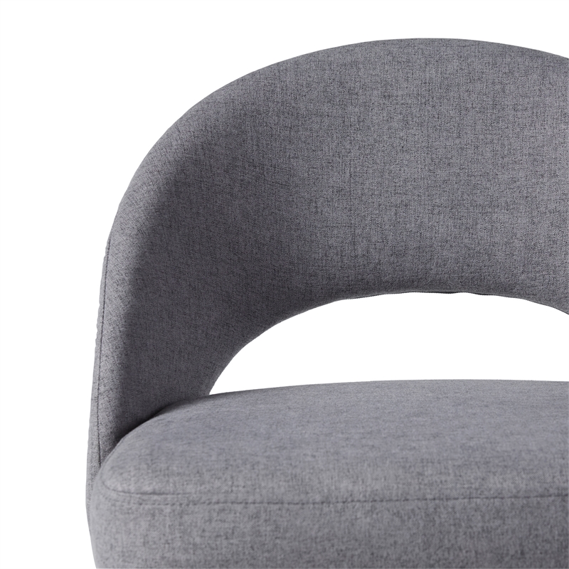 Pemberly Row Upholstered Metal Bar Stool with Rounded Back in Charcoal