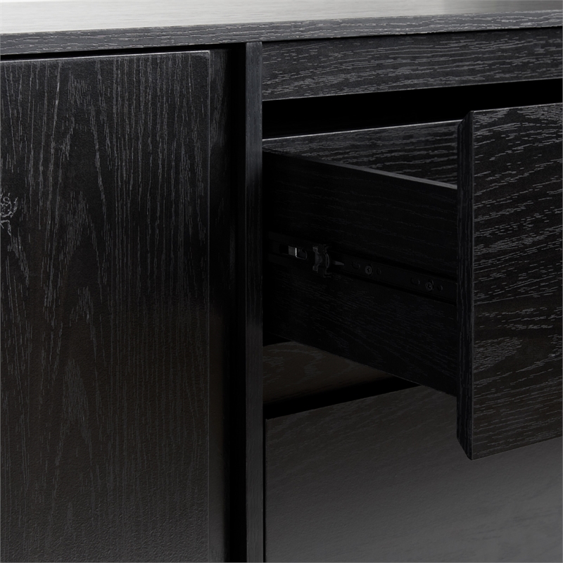 Pemberley Row MDF Black Sideboard Rectangular Adjustable Shelves 63