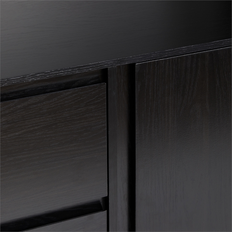 Pemberley Row MDF Black Sideboard Rectangular Adjustable Shelves 63