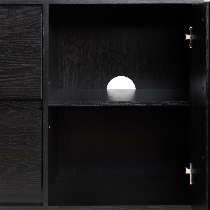 Pemberley Row MDF Black Sideboard Rectangular Adjustable Shelves 63