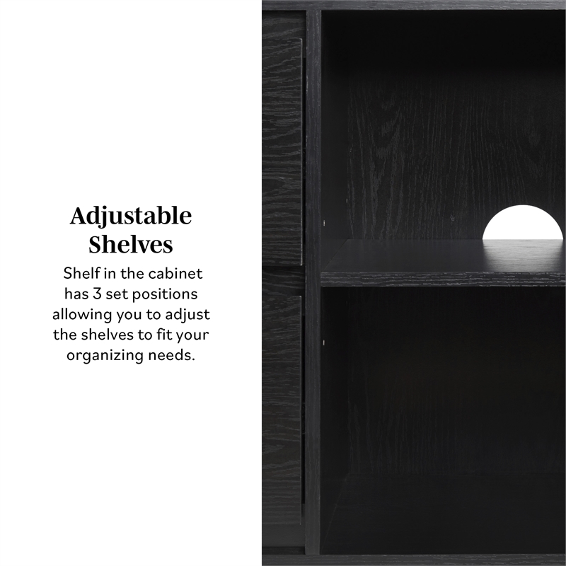 Pemberley Row MDF Black Sideboard Rectangular Adjustable Shelves 63