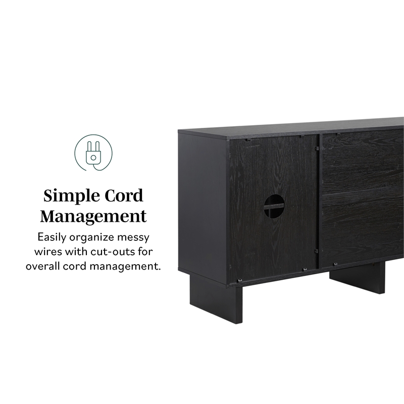 Pemberley Row MDF Black Sideboard Rectangular Adjustable Shelves 63