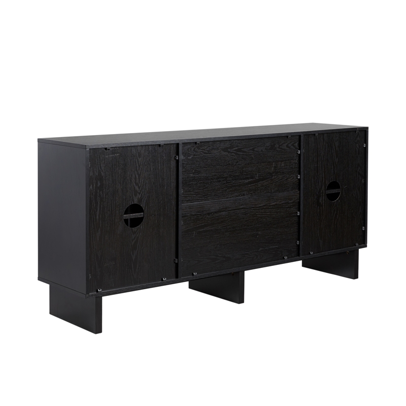 Pemberley Row MDF Black Sideboard Rectangular Adjustable Shelves 63