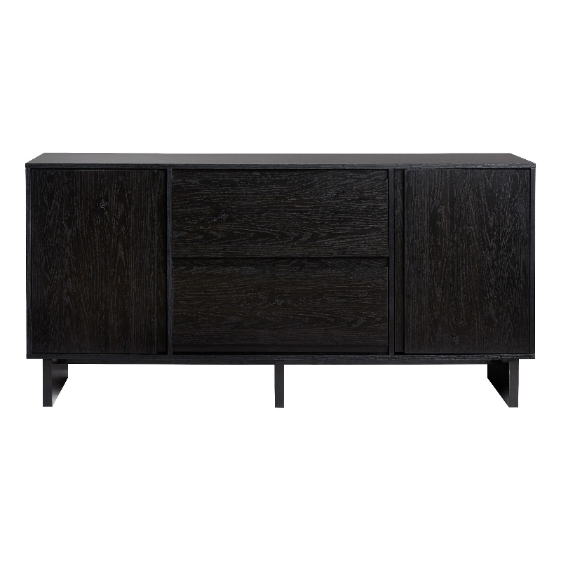 Pemberley Row MDF Black Sideboard Rectangular Adjustable Shelves 63