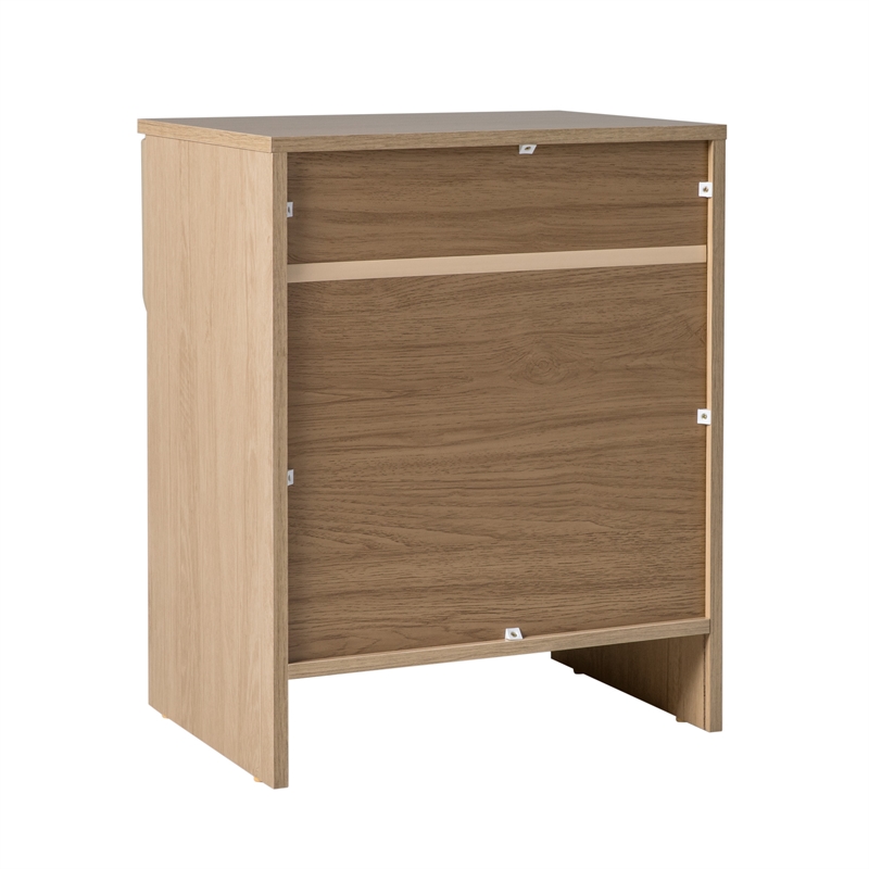 Pemberly Row Contemporary Simple Modern 1-Drawer Wood Nightstand in Oak