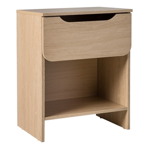 Pemberly Row Contemporary Simple Modern 1-Drawer Wood Nightstand in Oak