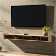 Pemberly Row Simple Floating 70 inch Wood TV St& Symmetrical Wall Mounted - Oak