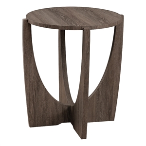 Pemberly Row 19&quot Round Wood Side Table with Open Crossed Arch Base - Cerused Ash