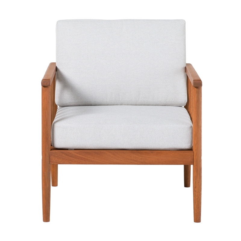 Pemberly Row Modern Outdoor Solid Wood Spindle Style Single Lounge Chair - Brown