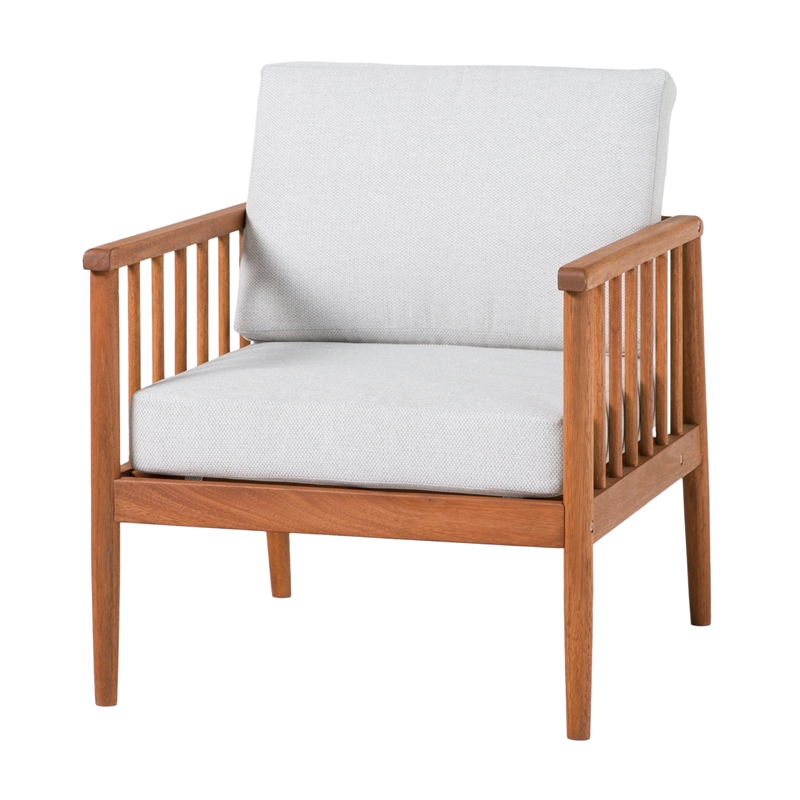 Pemberly Row Modern Outdoor Solid Wood Spindle Style Single Lounge Chair - Brown