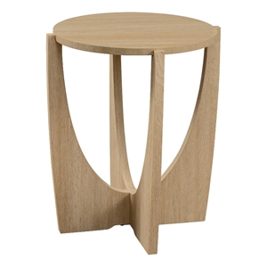 Pemberly Row 19&quot Wood Round Side Table with Open Crossed Arch Base - Coastal Oak