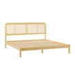 Pemberly Row Rattan Headboard Solid Wood King Bedframe - Natural