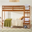 Pemberly Row Twin Over Twin Simple Solid Wood Bunk Bed - Caramel
