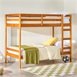 Pemberly Row Twin Over Twin Simple Solid Wood Bunk Bed - Caramel