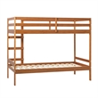 Pemberly Row Twin Over Twin Simple Solid Wood Bunk Bed - Caramel