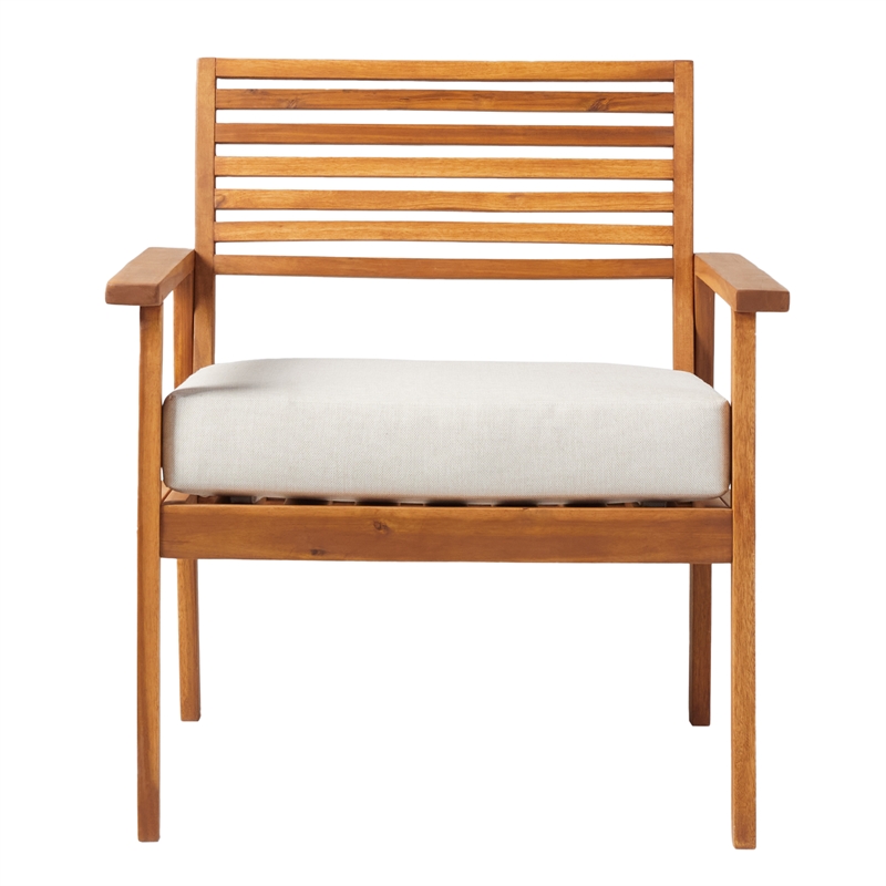 Pemberly Row Modern Solid Wood Outdoor Club Chair in Brown Finish