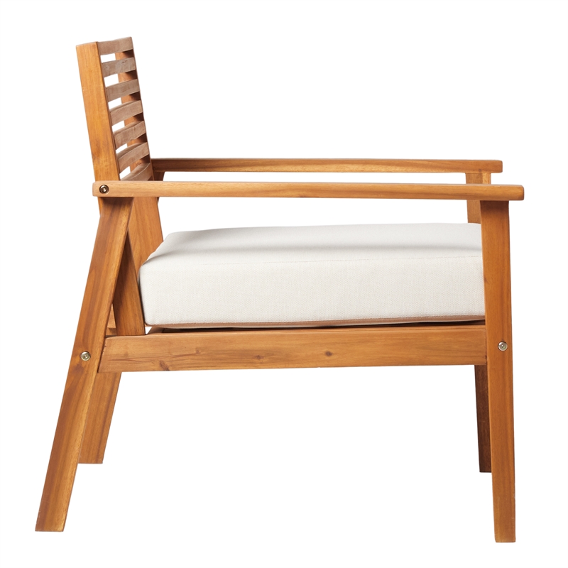 Pemberly Row Modern Solid Wood Outdoor Club Chair in Brown Finish