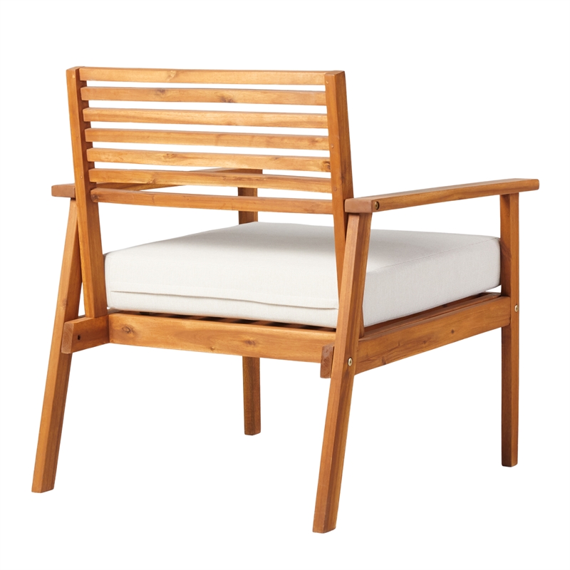 Pemberly Row Modern Solid Wood Outdoor Club Chair in Brown Finish