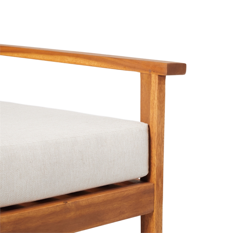 Pemberly Row Modern Solid Wood Outdoor Club Chair in Brown Finish