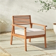 Pemberly Row Modern Solid Wood Outdoor Club Chair in Brown Finish