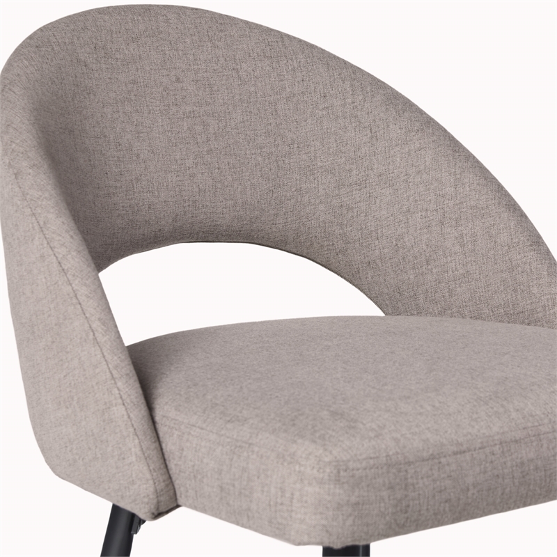 Pemberly Row Metal Upholstered Bar Stool with Rounded Back in Off White