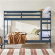 Pemberly Row Modern Solid Wood Twin Over Twin Simple Bunk Bed in Midnight Navy
