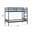 Pemberly Row Modern Solid Wood Twin Over Twin Simple Bunk Bed in Midnight Navy