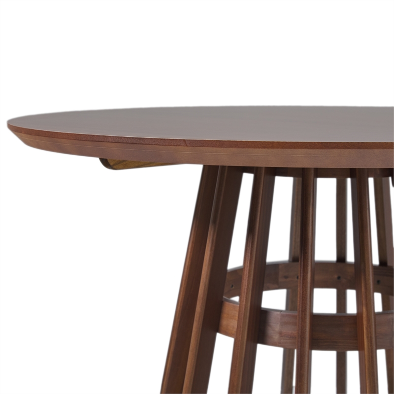 Pemberly Row Modern Slatted Wood Pedestal Base Dining Table 48