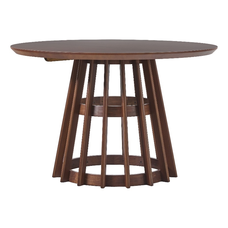 Pemberly Row Modern Slatted Wood Pedestal Base Dining Table 48