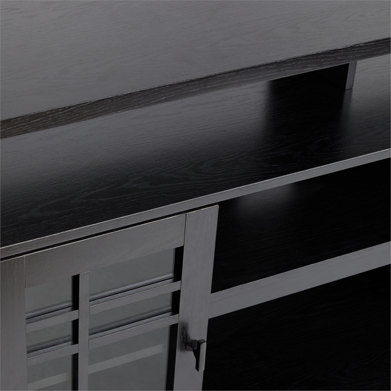 Pemberly Row Transitional Wood Glass Door Storage Sideboard 58