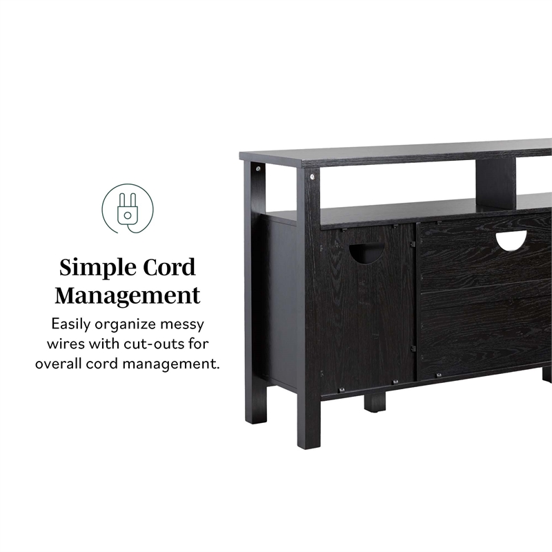Pemberly Row Transitional Wood Glass Door Storage Sideboard 58