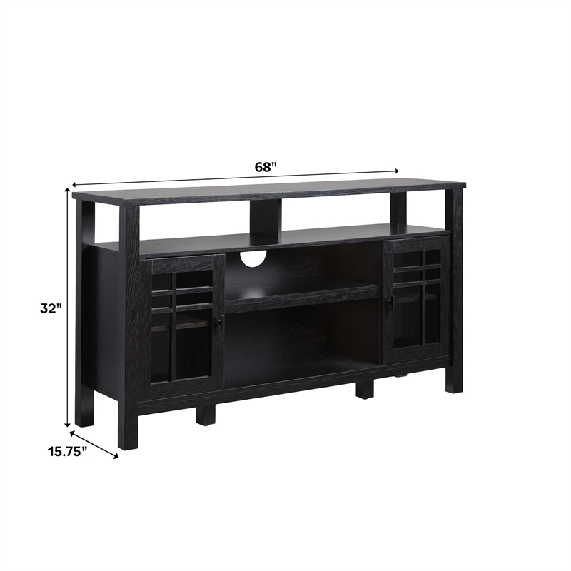 Pemberly Row Transitional Wood Glass Door Storage Sideboard 58