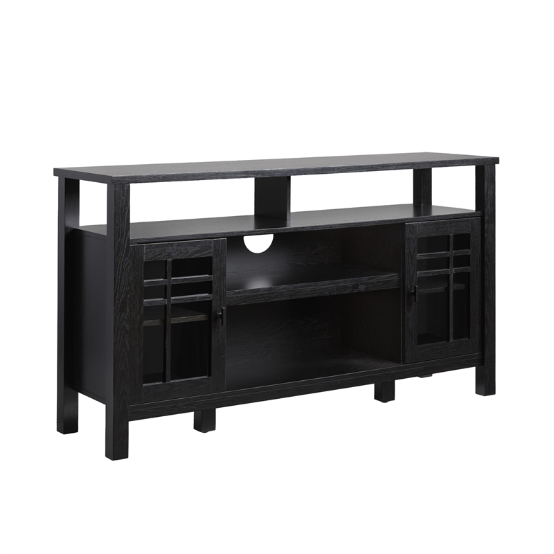 Pemberly Row Transitional Wood Glass Door Storage Sideboard 58
