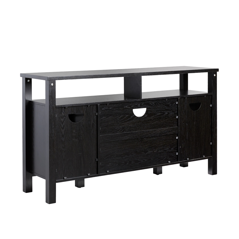 Pemberly Row Transitional Wood Glass Door Storage Sideboard 58