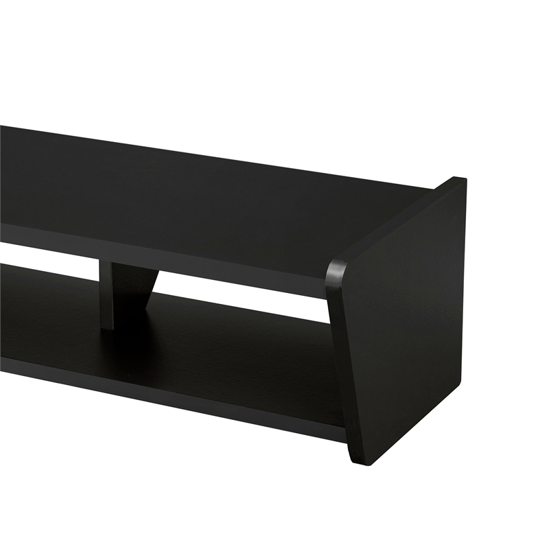 Pemberly Row 70 inch Wood TV St& Symmetrical Wall Mounted - Solid Black