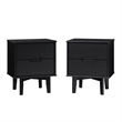 Pemberly Row 2-Drawer Groove Handle Wood Nightstand - 2PK - Black