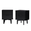Pemberly Row 2-Drawer Groove Handle Wood Nightstand - 2PK - Black