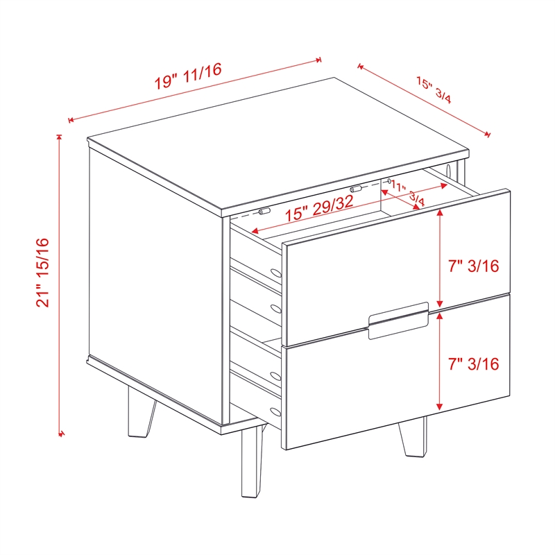 Pemberly Row 2-Drawer Groove Handle Wood Nightstand - 2PK - Black