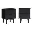 Pemberly Row 2-Drawer Groove Handle Wood Nightstand - 2PK - Black