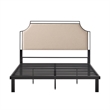 Pemberly Row Upholstered Transitional Metal Queen Size Bed in Tan