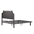 Pemberly Row Upholstered Transitional Metal Queen Size Bed in Tan