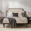 Pemberly Row Upholstered Transitional Metal Queen Size Bed in Tan