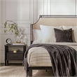 Pemberly Row Upholstered Transitional Metal Queen Size Bed in Tan