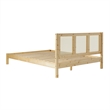 Pemberley Row Solid Pine Wood Natural Queen Bedframe with Rattan Headboard 83.75