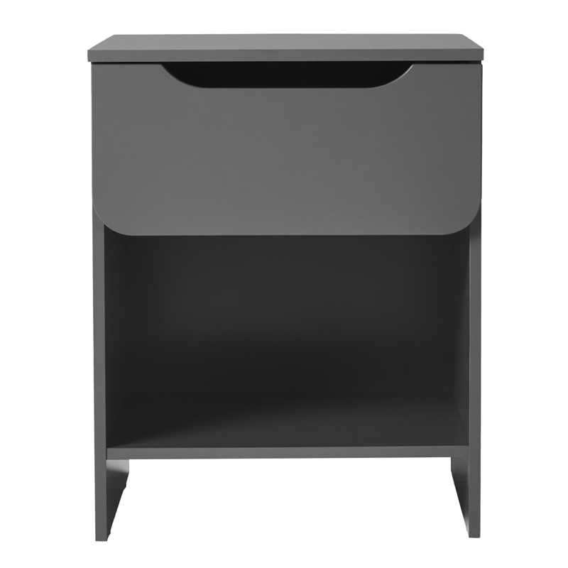 Pemberly Row Simple Modern 1-Drawer Wood Nightstand in Gray Finish