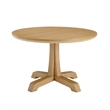 Pemberley Row Rubberwood Rustic Oak Dining Table Round Durable Pedestal Base 48
