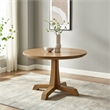 Pemberley Row Rubberwood Rustic Oak Dining Table Round Durable Pedestal Base 48